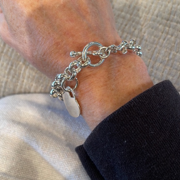 Sterling Rolo style bracelet with Sterling heart charm. - Picture 5 of 10